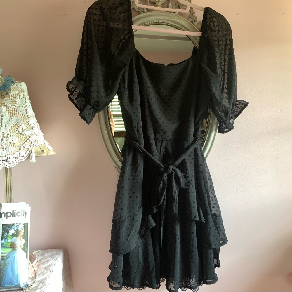 TRIXXI Black Ruffled Mini Dress